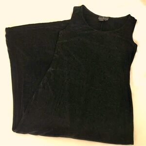 Carole Little Black Sleeveless Maxi Dress Medium Leaf Pattern Perfect for Travel